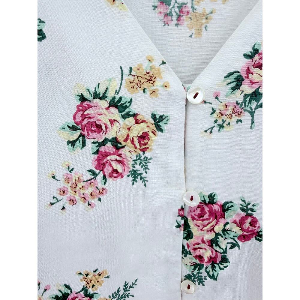 April Cornell Estella Floral Blouse Rayon Lace Collar Boho Medium CottageCore - Picture 5 of 9